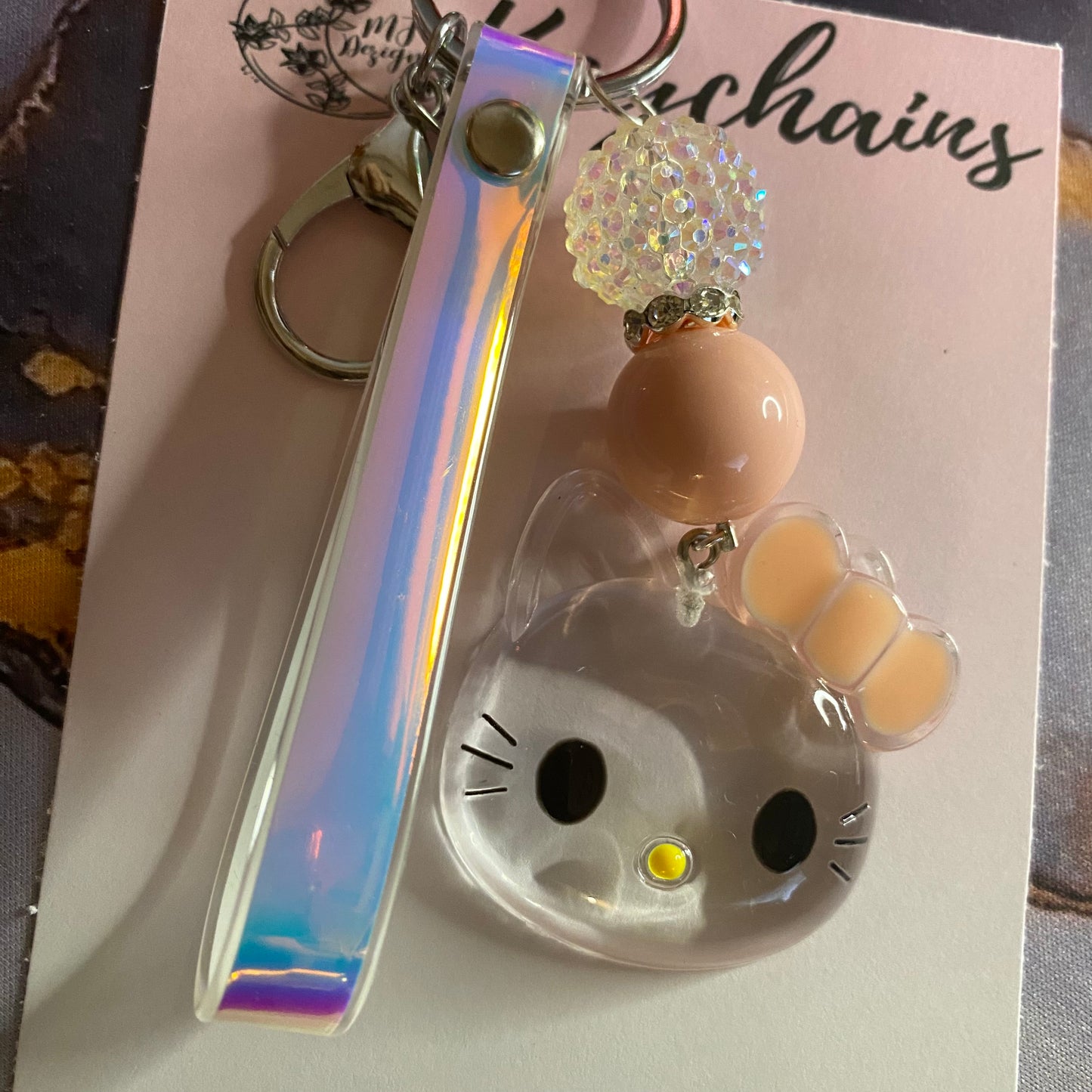 Clear kitty keychain